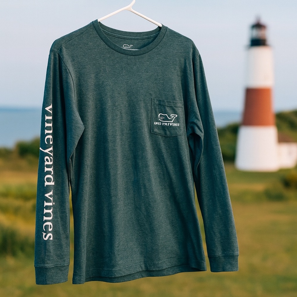 Vineyard Vines | Dark Green Long-Sleeved Tee | Large
